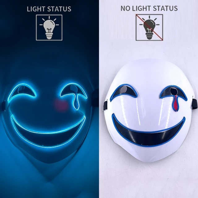 Máscara Led Happy Neon Sorrindo Fantasia Halloween Sorriso
