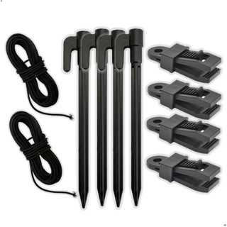 Kit 04 Estacas Leve 14cm + 02 Elástico p/ reparo Haste de Barracas Camping + 4 Clipe p/ Lonas