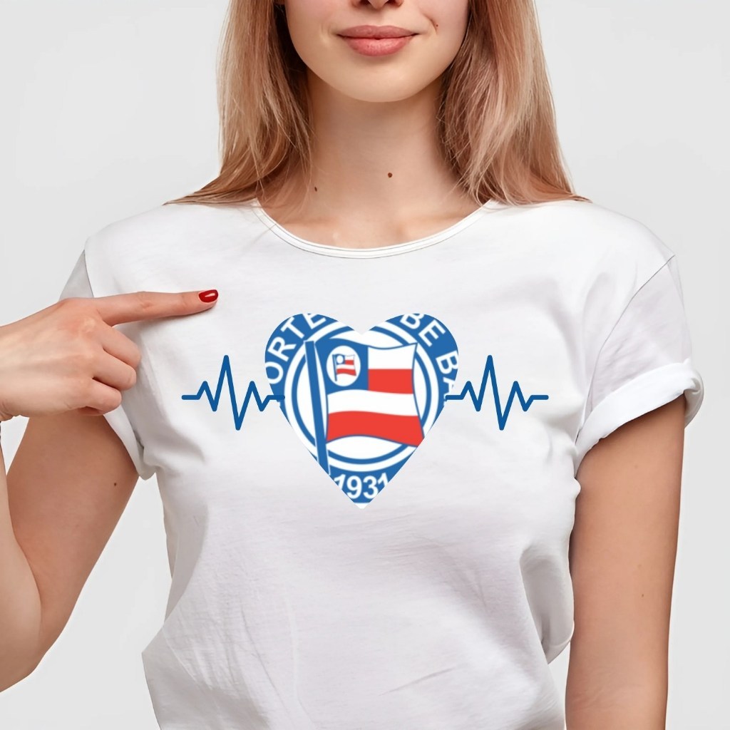 Camiseta Feminina do Bahia Confortável Camisa Básica Bahea Blusinha de Mulher Tricolor Baiano Time Brasileiro Esportivo