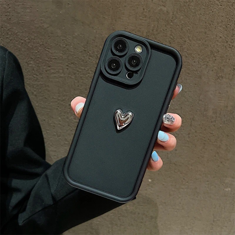 3D Prata Amor Coração Capa Capinha Para Samsung A06 A07 A05S A12 A13 A14 A15 A16 A17 A23 A32 A34 A36 Silicone