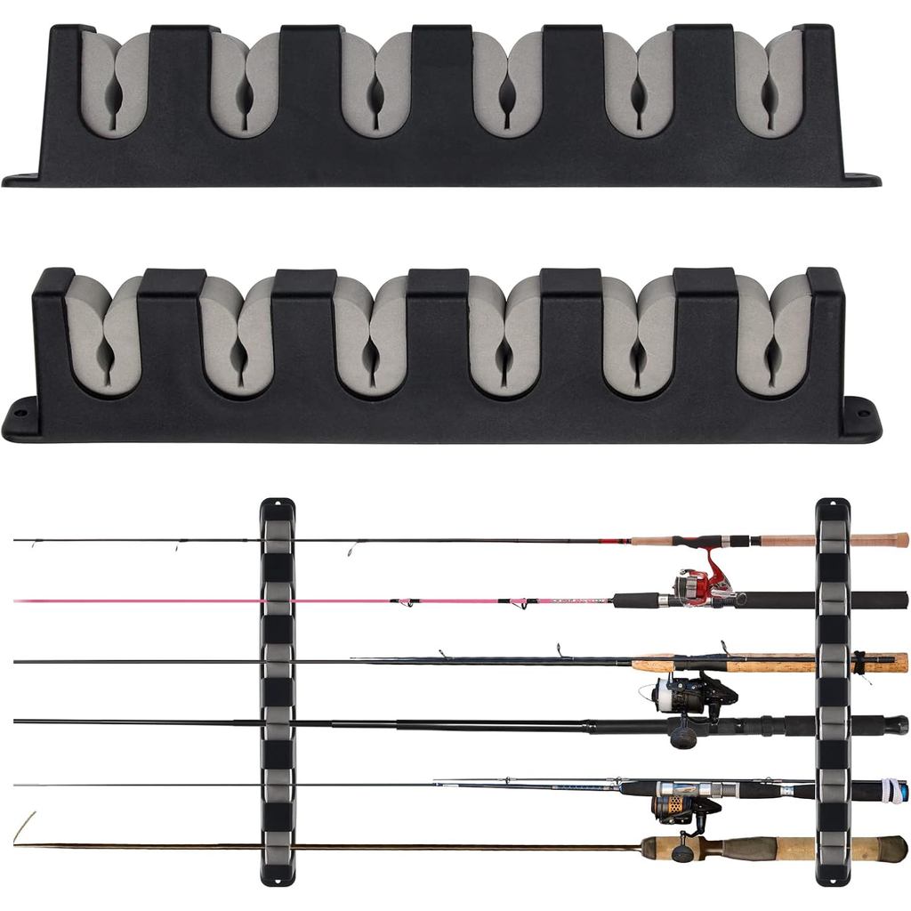 Suporte de parede para 6 varas de pesca Windspeed, 2 peças de suporte horizontal para varas de pesca para porta de garag