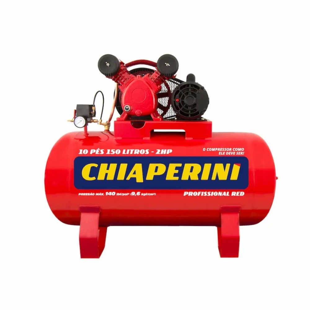 Compressor de ar 10 pés 150L 2hp mono. 10/150 RED Chiaperini em Oferta na Shopee