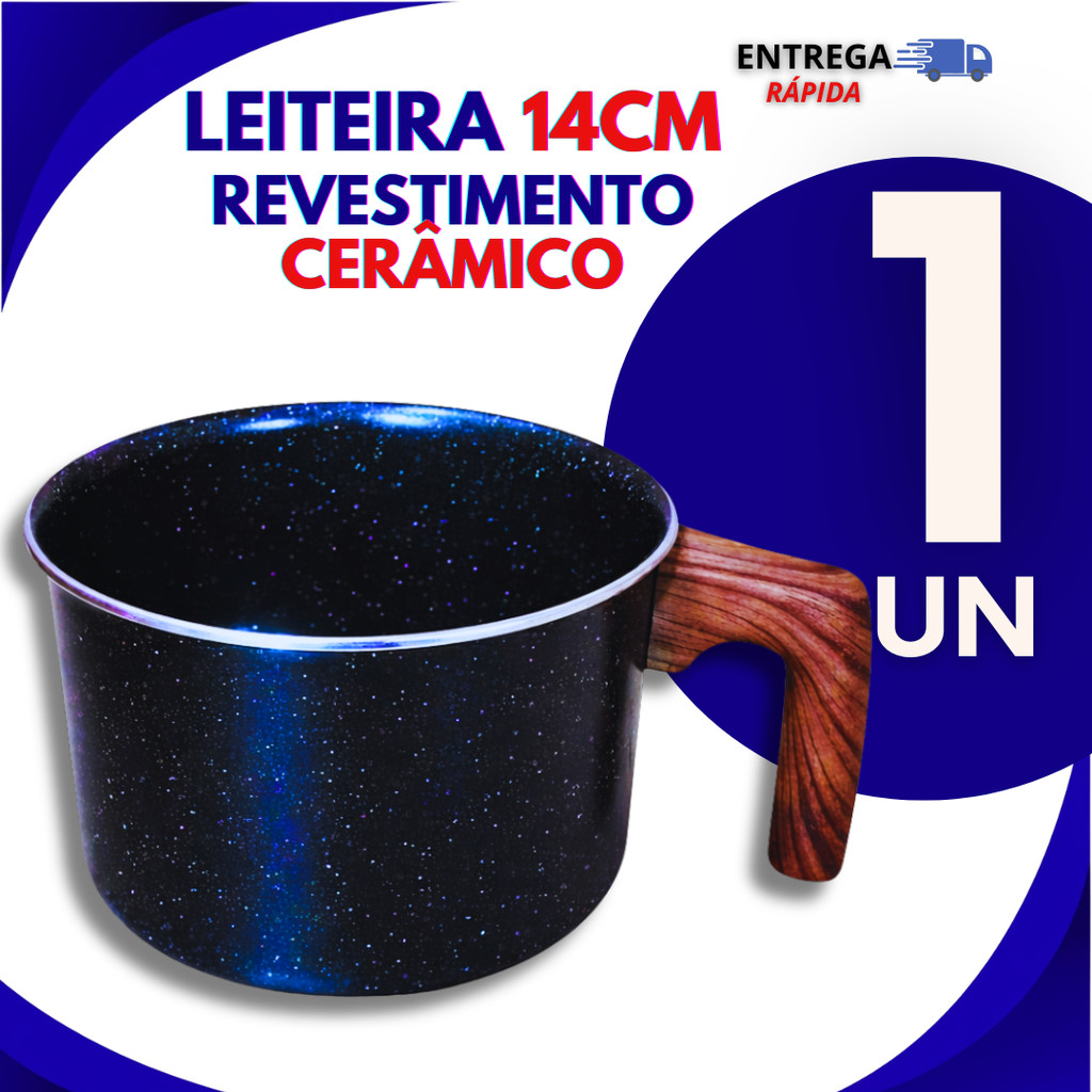 Leiteira 14CM Cerâmica Antiaderente Indução Cabo Antitérmico Não Gruda Multiuso Utilidades