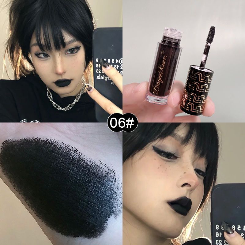 Batom escuro europeu americano fosco Halloween brilho labial preto marrom branco azul roxo não é fácil de desbotar engra