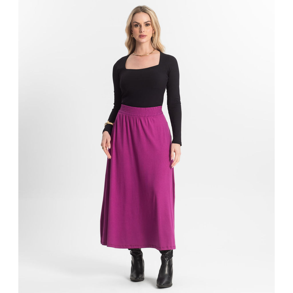 Saia Midi Feminina Select Roxo em Oferta na Shopee