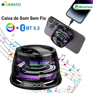 Mini Caixa de Som Bluetooth Magnética – Speaker Portátil com LED RGB e À Prova d’Água