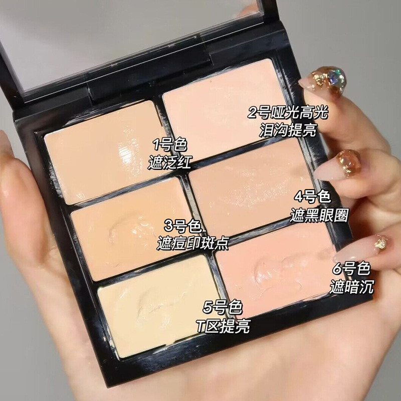 6 cores manteiga paleta Facial corretivo círculos escuros iluminar rasgo sulco corretivo Natural iluminador corretivo to
