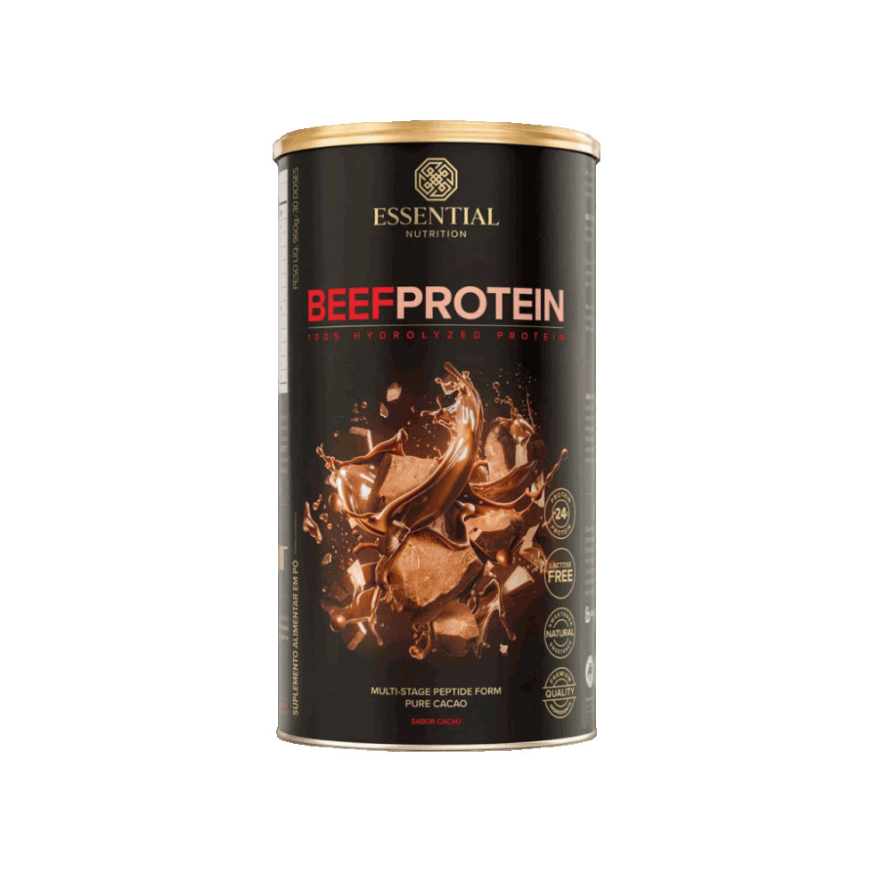 Beef Protein Hidrolisada 960g Cacau Essential Nutrition Proteina Carne Zero Lactose