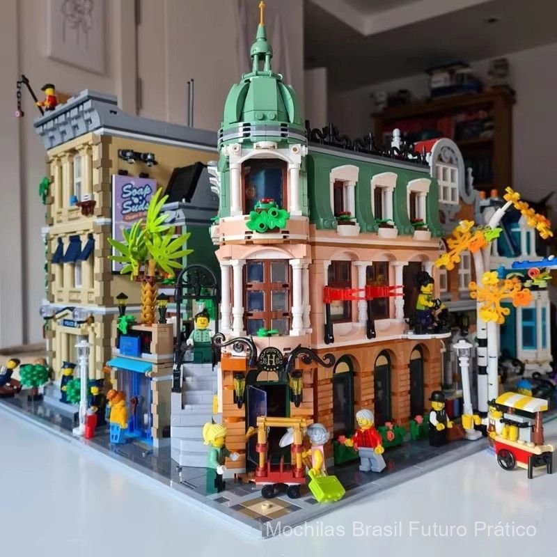 Novo Modelo 2025 Compatível com Blocos Lego, Série Cenário de Rua de Hotel Boutique, Brinquedo de Montar Edifício Urbano