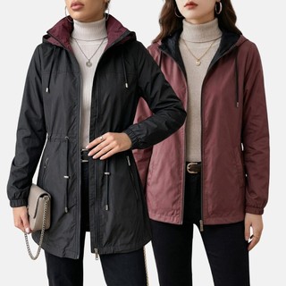 Jaqueta Corta Vento Feminino Parka Dupla Face 2 Em 1 Impermeável Casaco De Frio Intenso Premium