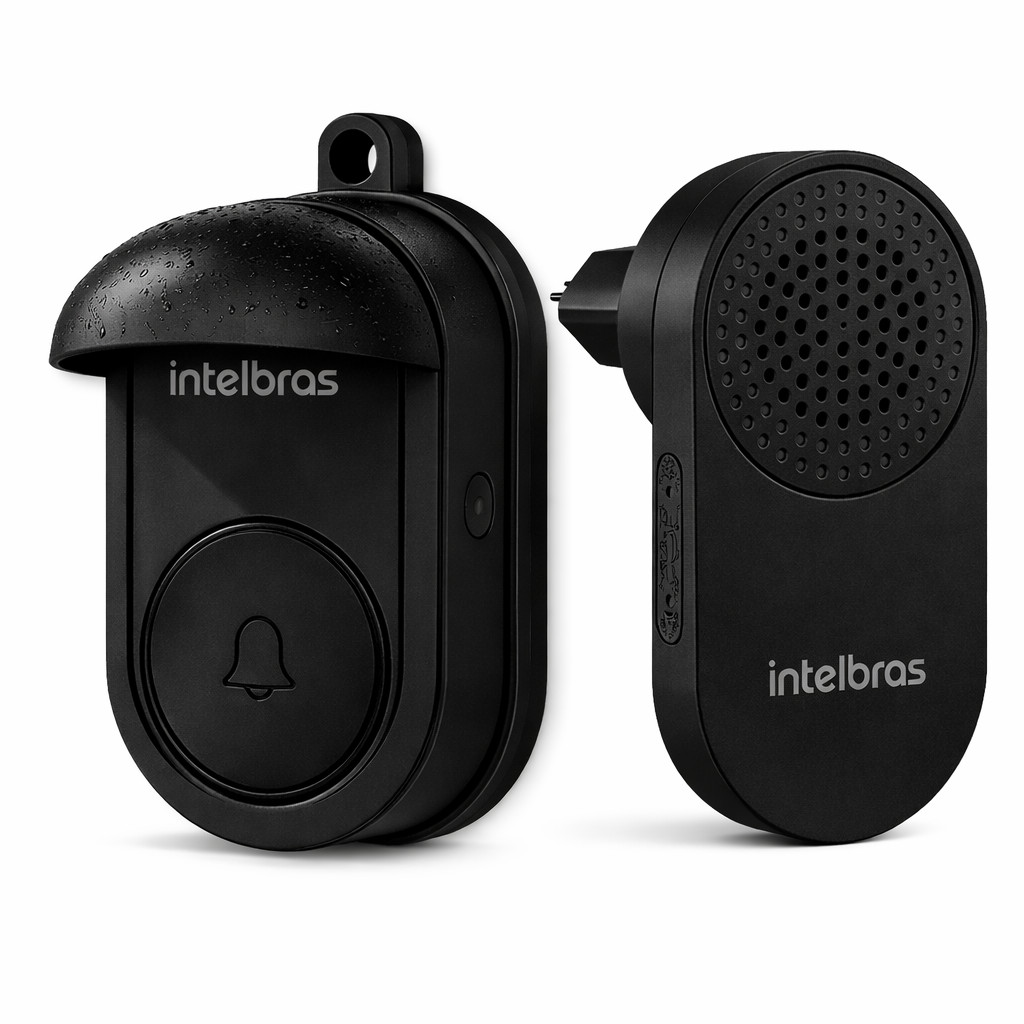 Kit Campainha Sem Fio Intelbras CIK 102 + Protetor Anti Chuva e Anti Furto Sem Bateria