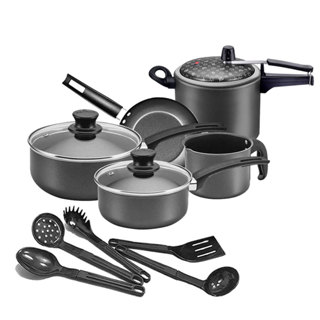 Jogo de Panelas Antiaderente 10 pçs com panela de pressão Grafite Panelux em Oferta na Shopee