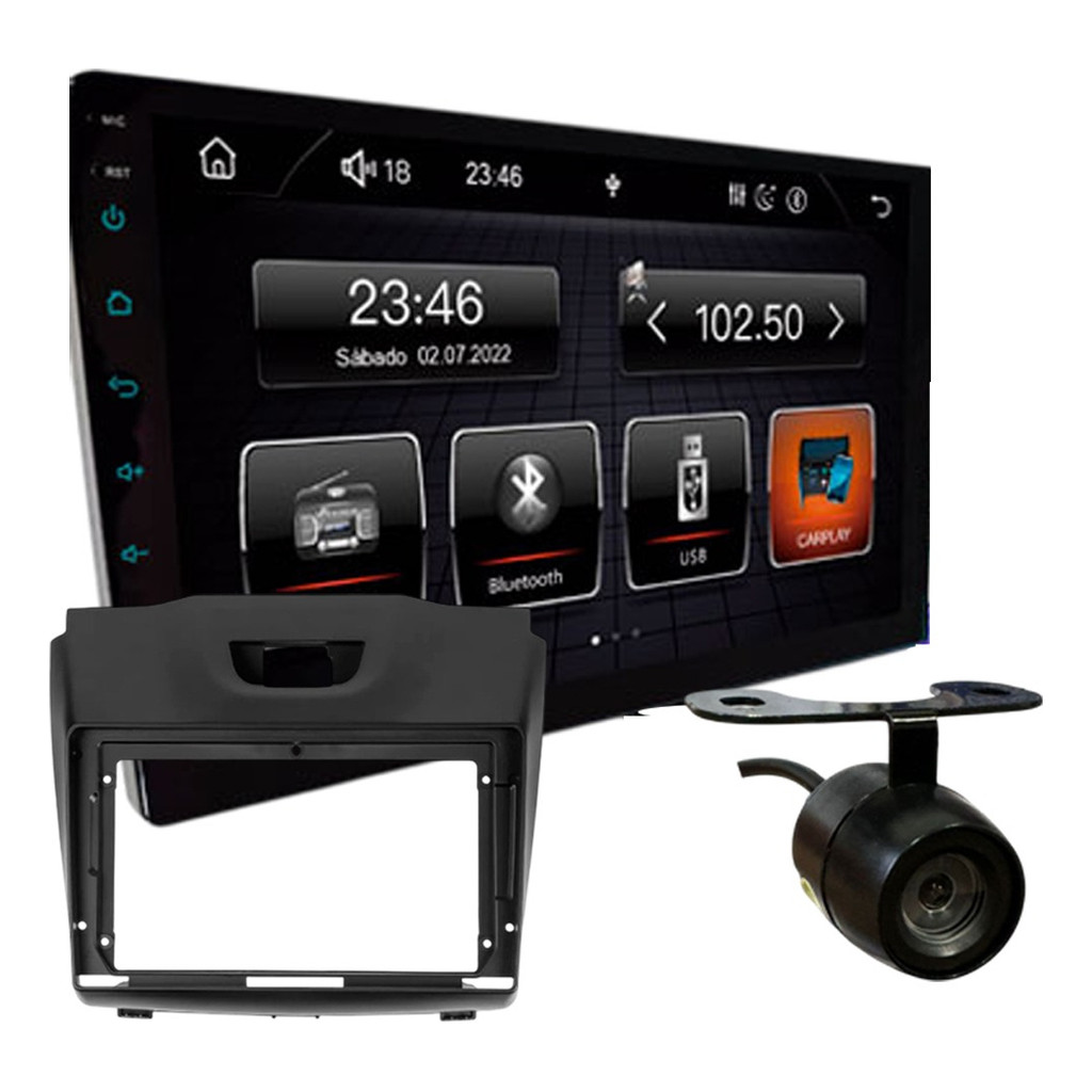 KIT CENTRAL MULTIMIDIA ROADSTAR 9 POL RS7009BR SLIM CARPLAY GM S10 2012 A 2015