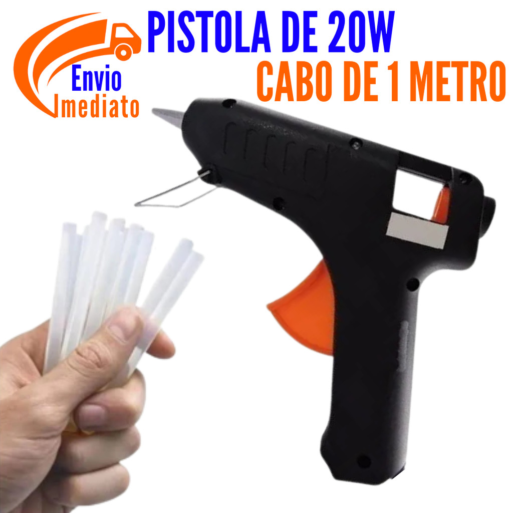 Pistola Cola Quente 20W Bivolt Profissional com 2 Bastões para Uso Doméstico e Profissional