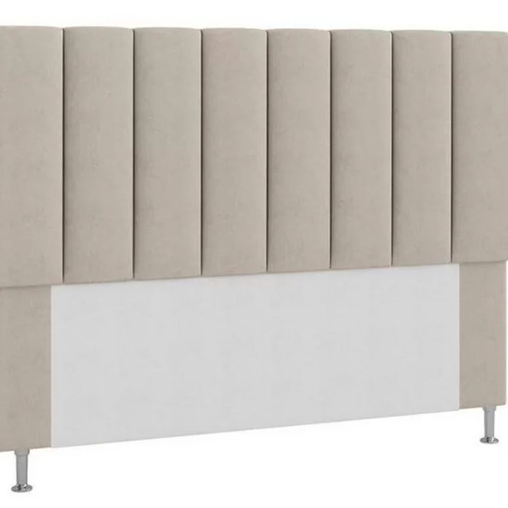 Cabeceira Estofada Cama Box Casal 140 cm Carla - Bege