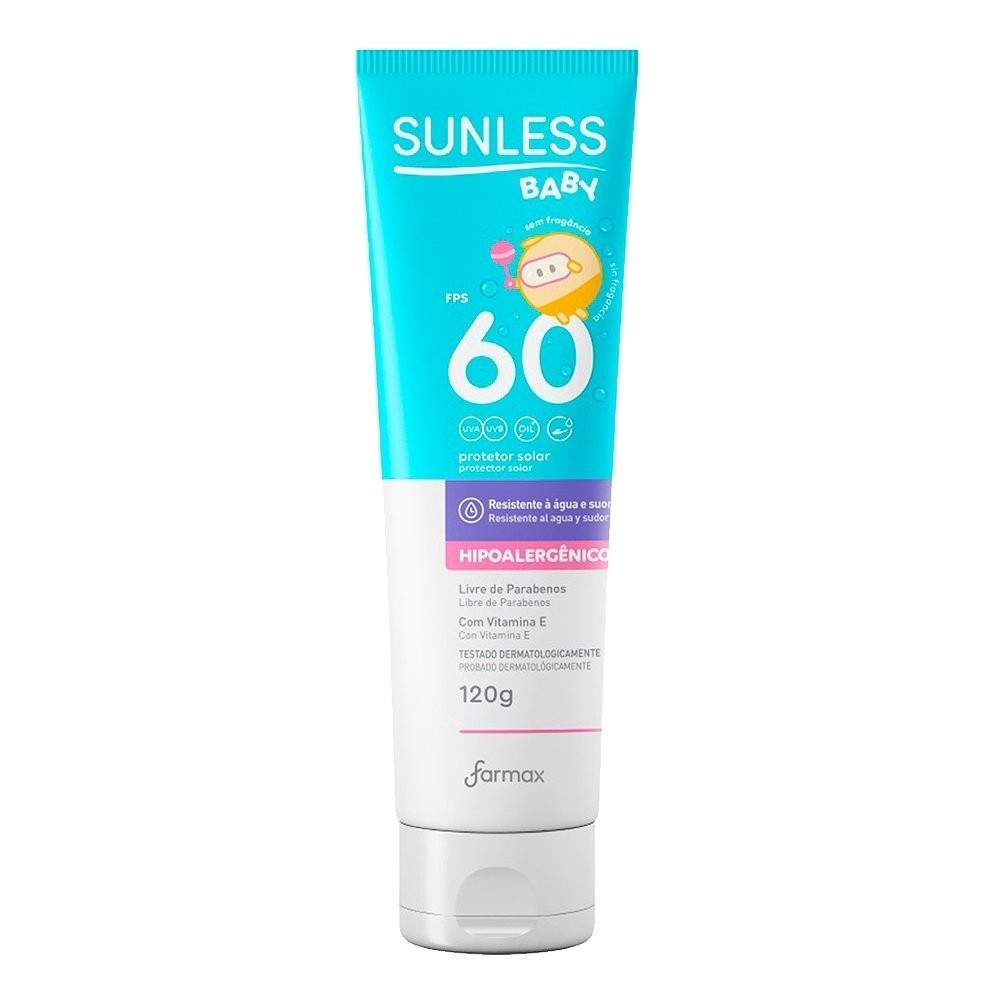 Protetor Solar Sunless Baby FPS 60 120g em Oferta na Shopee