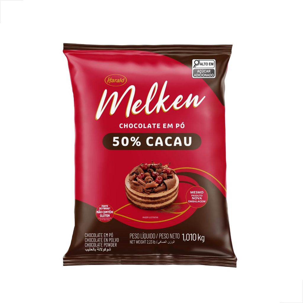 Chocolate Em Pó 50% Cacau Melken 1,01kg Harald em Oferta na Shopee