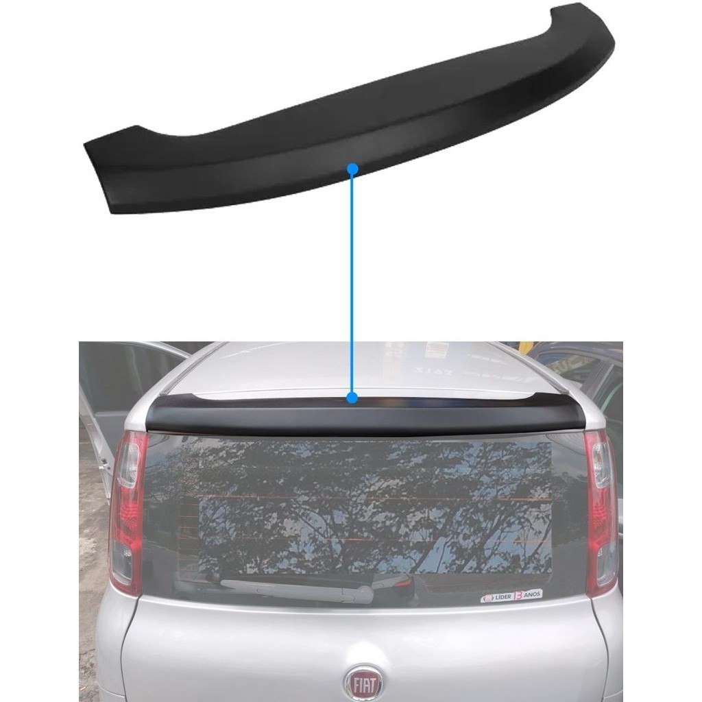 Aerofólio TG Poli Fiat UNO EVO 2010 à 2017 Sem LED 2 e 4 Portas Preto