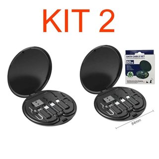 Conjunto Cabos e Adaptadores Universal | Tipo-C/USB/Micro USB/Lightning | Estojo Redondo …