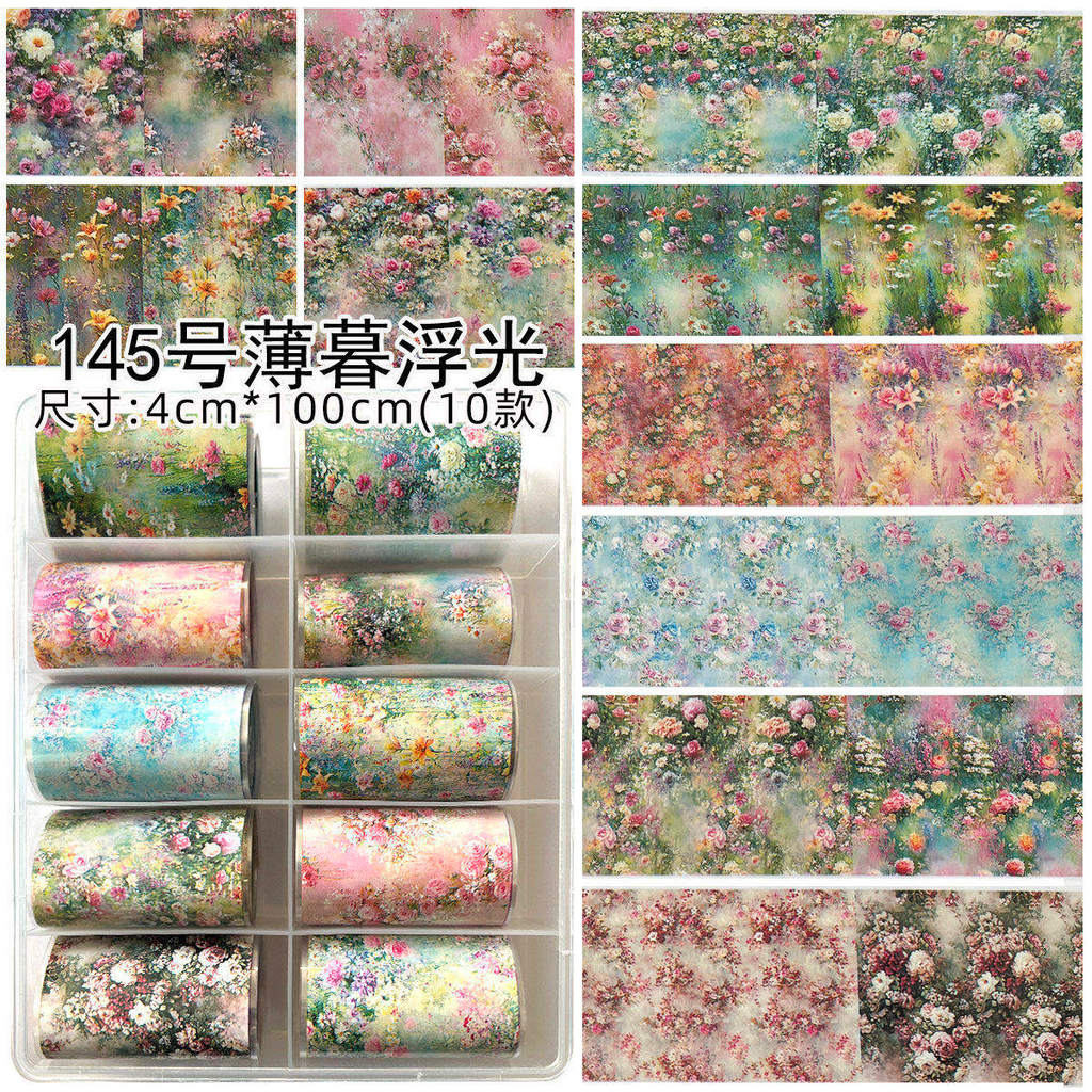 Novo estilo Manicure flor série pintura a óleo estilo céu estrelado transferência de papel decalque transferência adesiv
