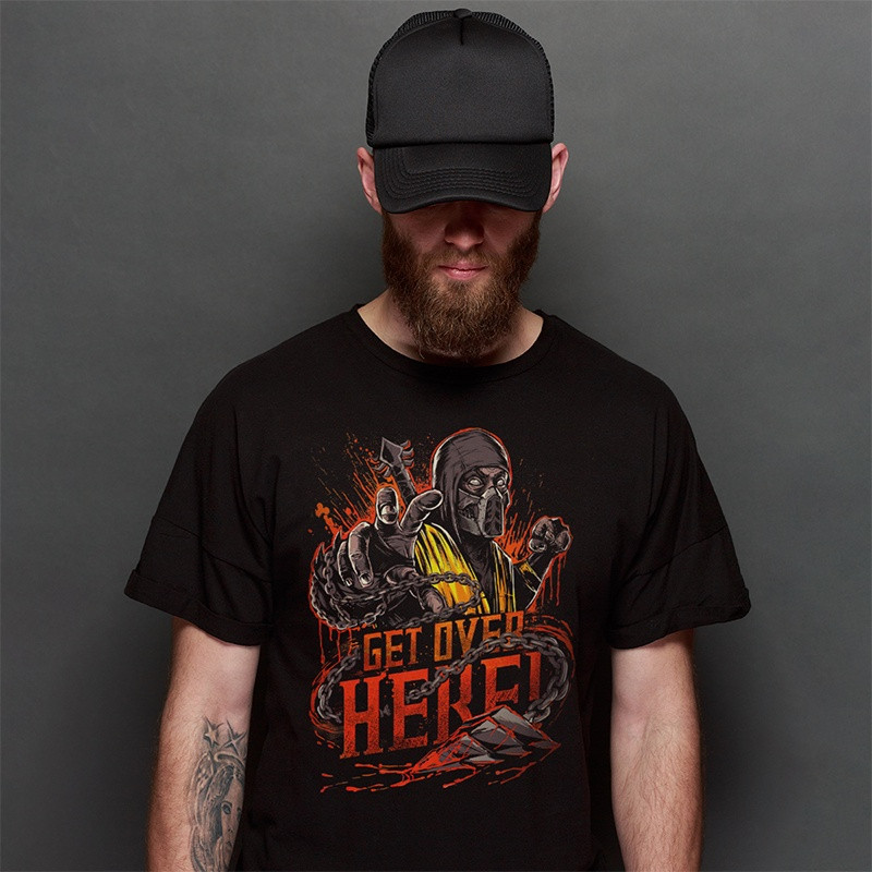 [Camiseta Premium em Algodão Puro]GXG Camiseta Scorpion Mortal Kombat Gamer Blusa Camisa  Get Over Here