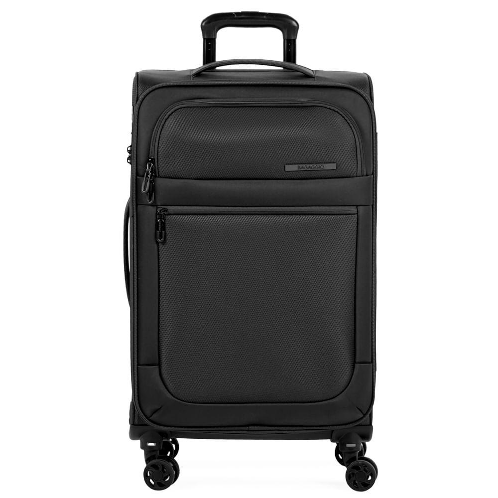 Mala Média 23 kg Poliéster 4 Rodas 23" Edimburgo Preta