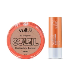 Combo Soleil: Balm Labial Cranberry FPS 15 3,6g + Pó Compacto Iluminador e Bronzer 6g