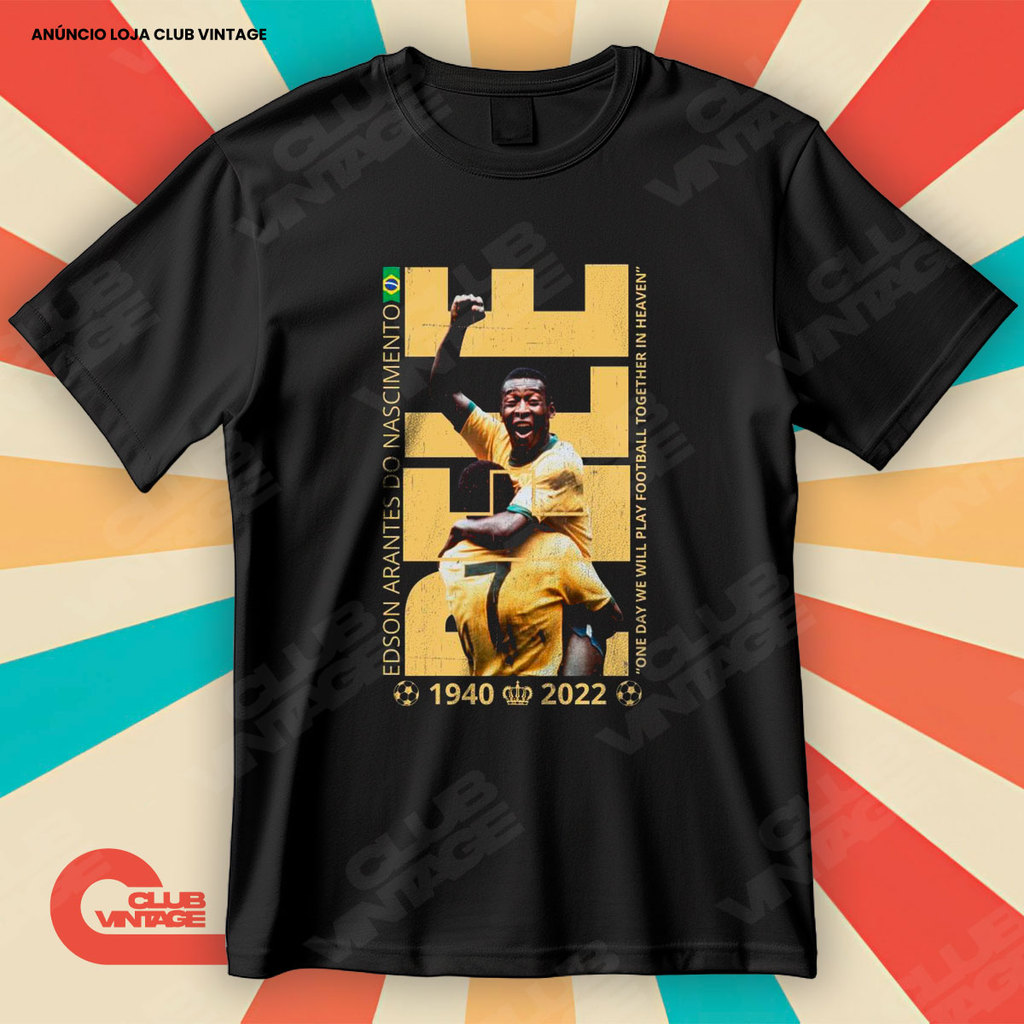 Camiseta Edson Arantes Pelé Rei Jogador Histórico Lenda Blusa Camisa Futebol 100% Algodão
