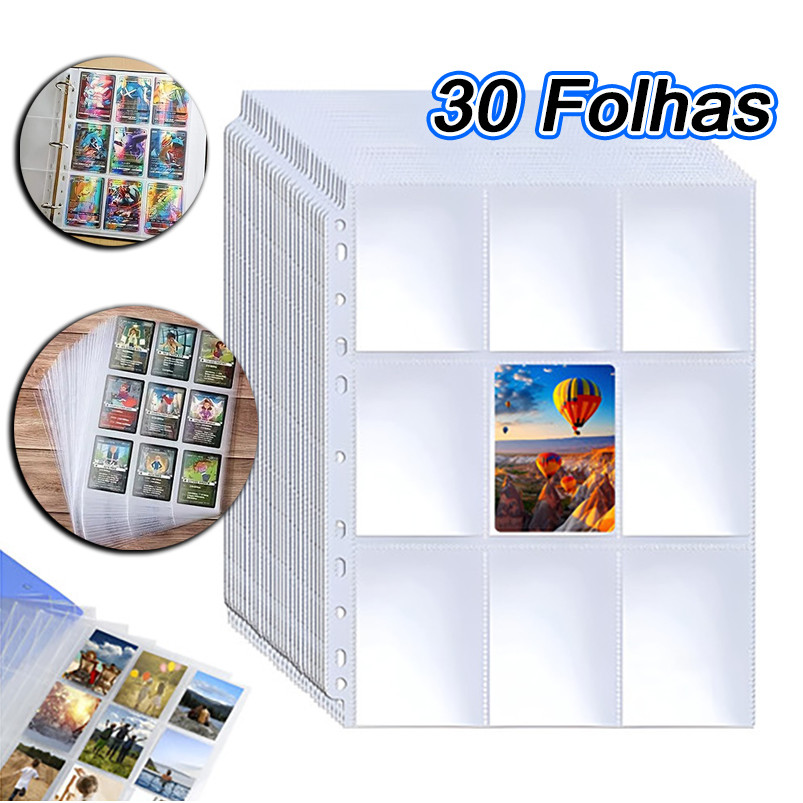Kit 10/20/30 Folhas Plásticas Fichario Pasta Album Pokemon Cartão em Oferta na Shopee