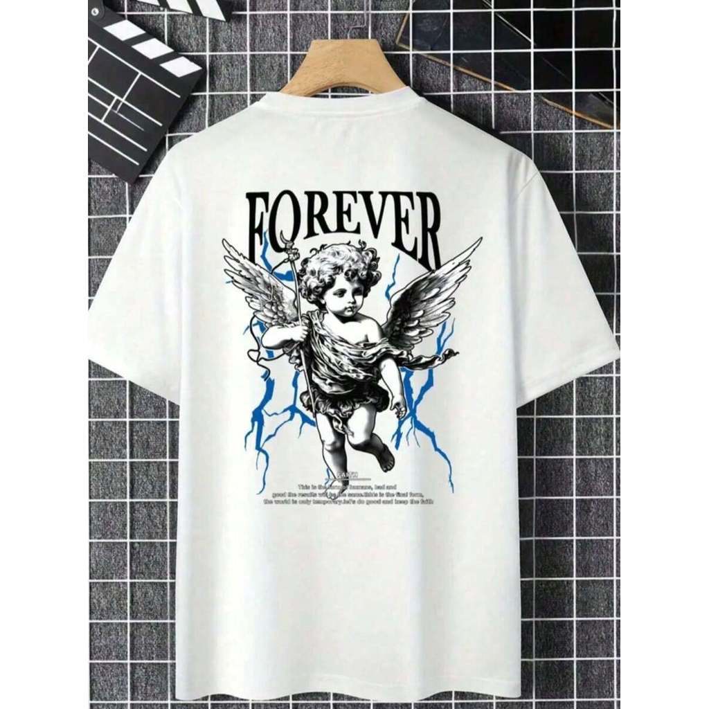 Camisa Camiseta 100%Algodão Unissex Forever Anjo  Estilo Rua Moda livre  Lançamento Envio Rápido