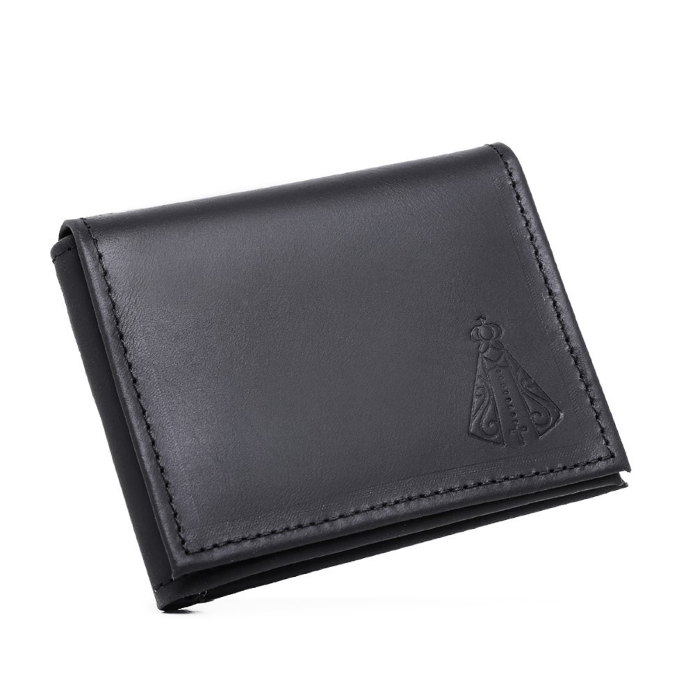 Carteira Em L Couro Alta Qualidade Porta Cartao Documentos Cedulas Estampa Nossa Senhora Aparecida