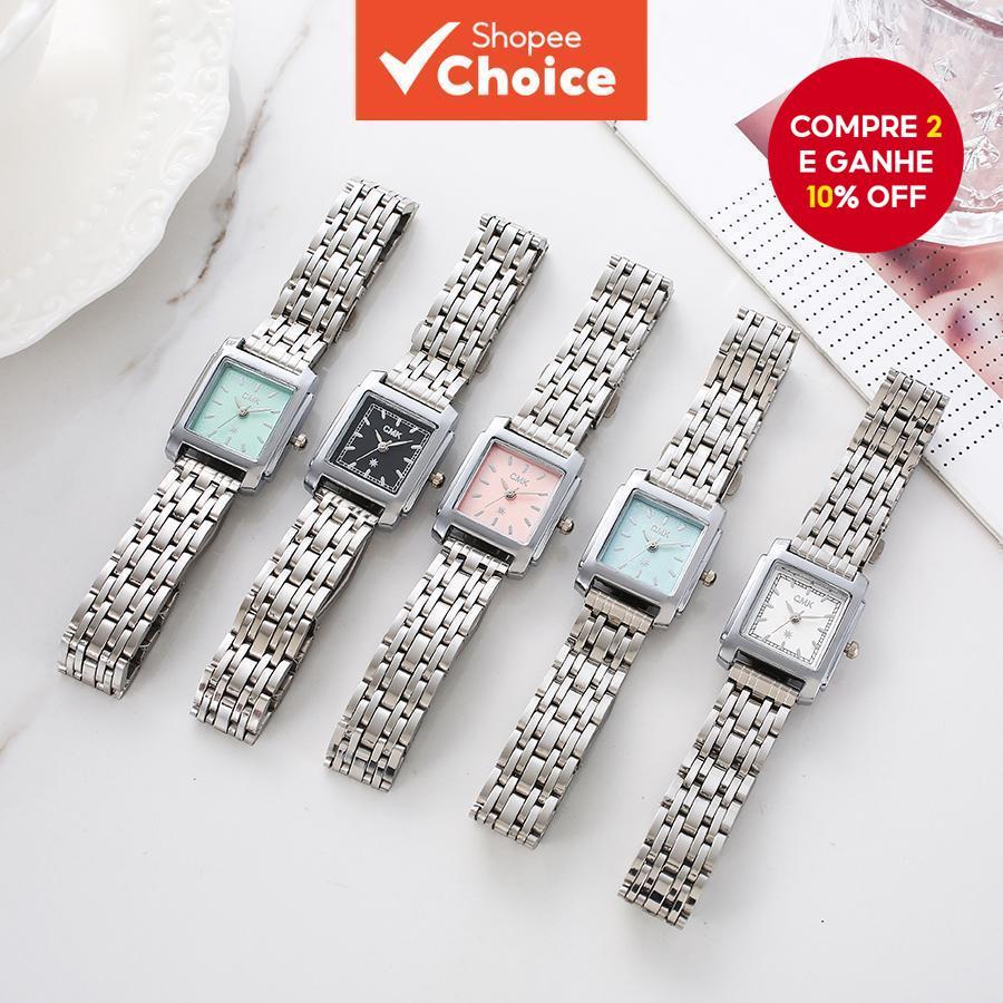 Nova Moda Luxo Mostrador Quadrado Relógio De Quartzo De Aço Inoxidável Para Mulheres Acessório De Uso Diário em Oferta na Shopee