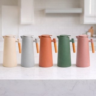 Garrafa Térmica 1L Cabo Madeira com Botão Acionamento Click Cores Diversas TOP em Oferta na Shopee