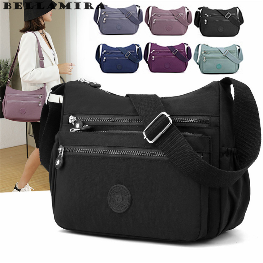 Bolsa Feminina Transversal Nylon Impermeável Com Vários Compartimentos Leve Para O Dia A Dia,Leve/Espaçosa/Uso Diário em Oferta na Shopee