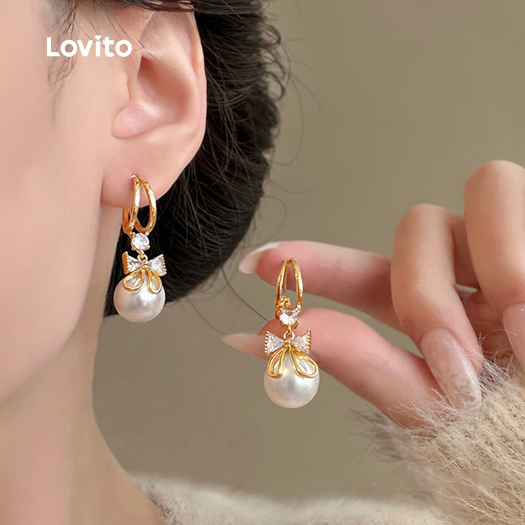 Lovito  Pérolas Casuais para Brincos LFA111125 em Oferta na Shopee
