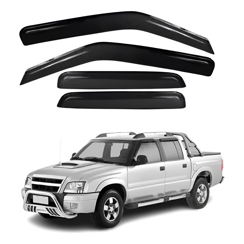 Calha De Chuva Defletor Acrílico S10 Cabine Dupla 96-2011[] -  Anti-Embaçante E Resistente. em Oferta na Shopee