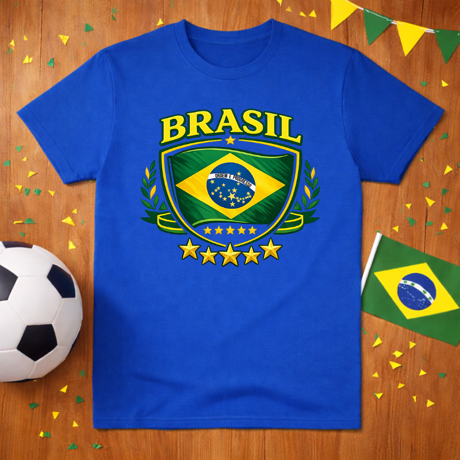 Camiseta Brasil Azul Unissex Algodão Copa do Mundo Torcer pela Seleção
