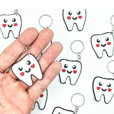 Chaveiro Dentista 10un Consultório Dentinho Branco Lindo Mim em Oferta na Shopee