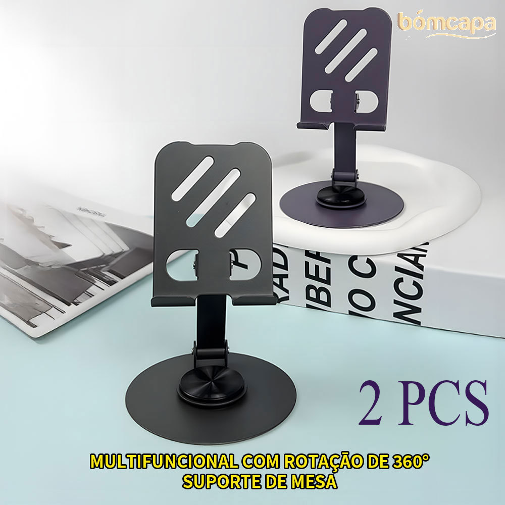 KIT2 Rotatória Ajustável 360º Para Smartphones e celular Suporte Aluminio De Mesa Base  Forte ZJ002