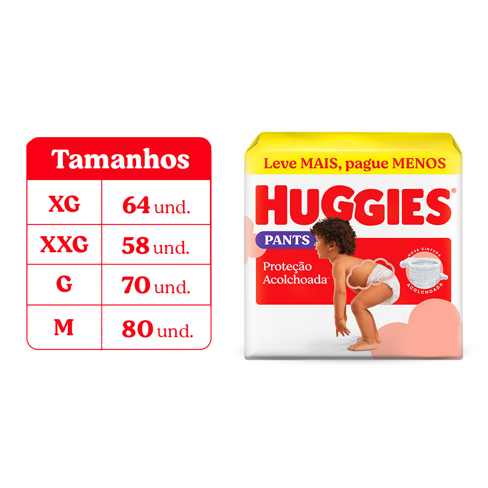 Fralda Pants Huggies Proteção Acolchoada M/G/XG/XXG em Oferta na Shopee