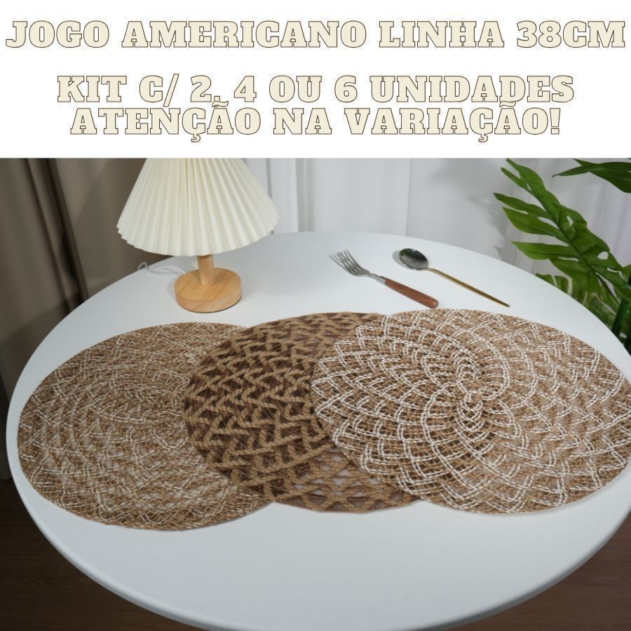 Jogo Americano Kit 6, 4 Ou 2Uns De Mesa Linha Redondo Para Cozinha Decorativo Elegante E Sofisticado