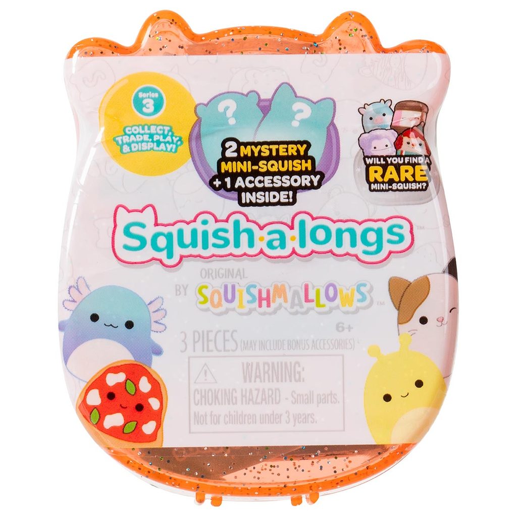 Pack 2Bonecos Surpresa Squish-a-Longs Case Laranja Brilhante