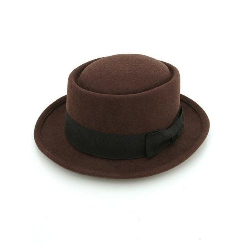 Chapéu Pork Pie de Feltro Marrom estilo Fedora Moda Unissex