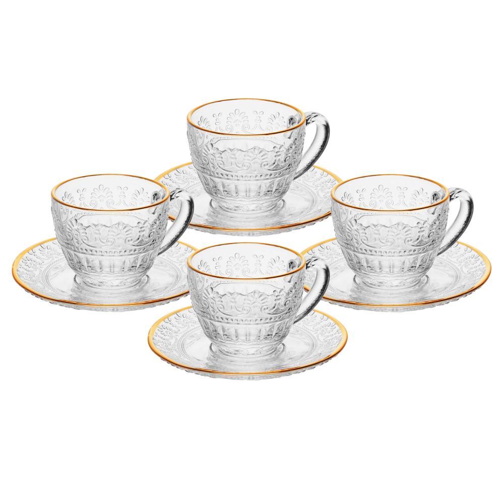 4 Xícaras Café com Pires Wolff Mauve Fio Ouro 90ml Cristal em Oferta na Shopee