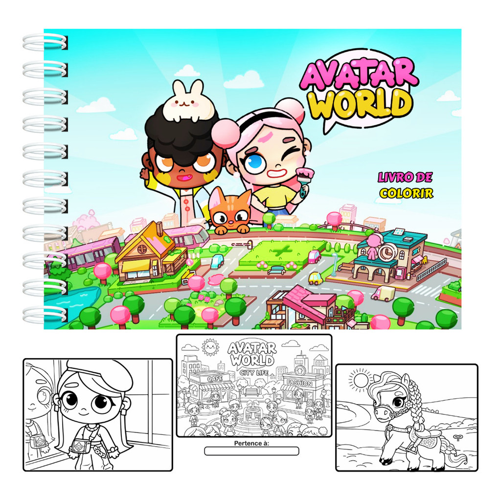 Livro De Colorir Avatar World Capa Dura 50 Páginas 180g A5 Laminação Fosca Ou Brilhosa Pronta Entrega
