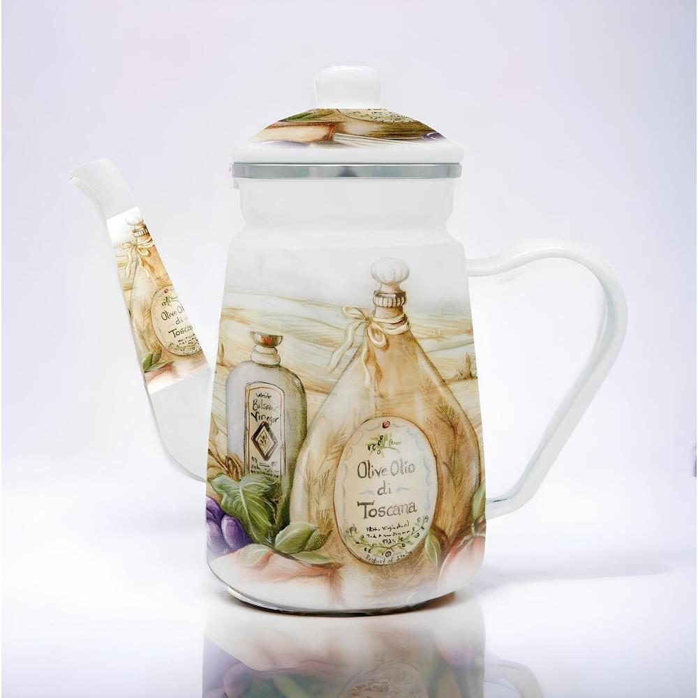 Bule Esmaltado Vintage 1,2L Indução Fogão Gás Elétrico Chá Café Estilo Retrô