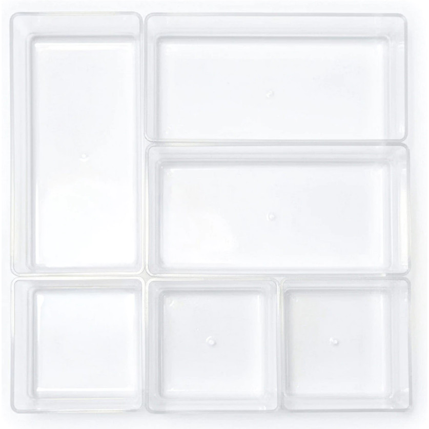 Imagem Kit 6 Organizador Acrílico Cristal Modular Geladeira Gavetas Maquiagem