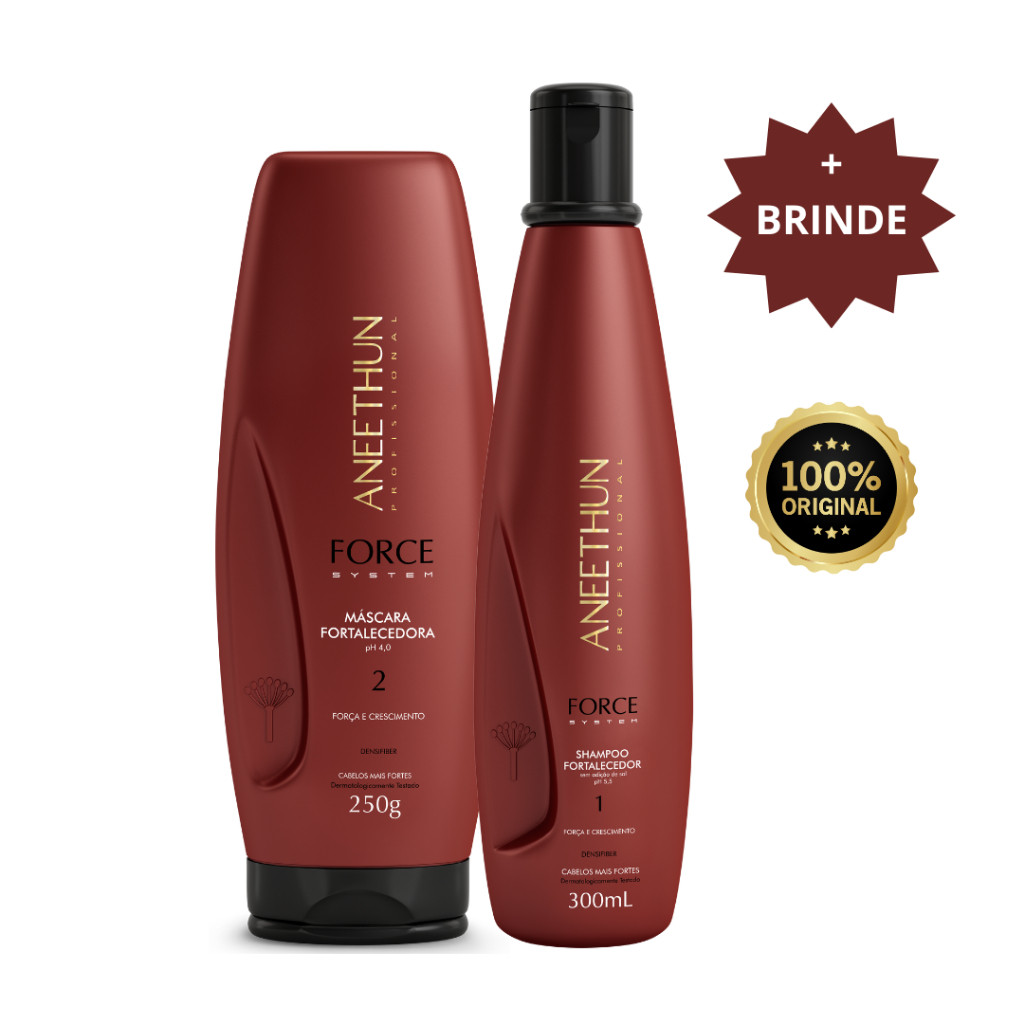 Kit Aneethun Force Shampoo 300ml e Máscara 250g Fortalecedor Crescimento E Antiqueda + BRINDE DA LOJA