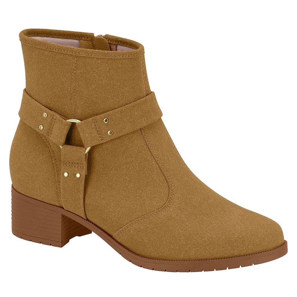 Bota Feminina Moleca Cano Curto Fivela Saltinho Bloco Baixo