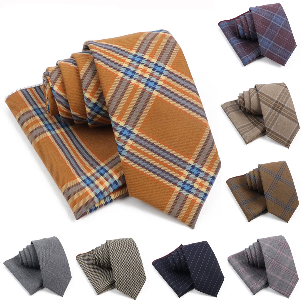 ZONFAZ Moda Lã Gravatas E Lenço Masculino Conjunto Quente Listrado Xadrez Acessórios De Casamento De Gravata De Pescoço